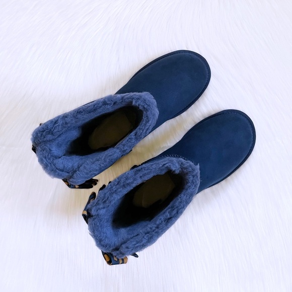 UGG Bailey Bow Retro Spots Ocean Blue Boots - Picture 5 of 9